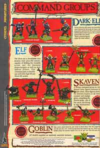 Dark Elf, Elf Skaven & Goblin Command Groups - White Dwarf 94